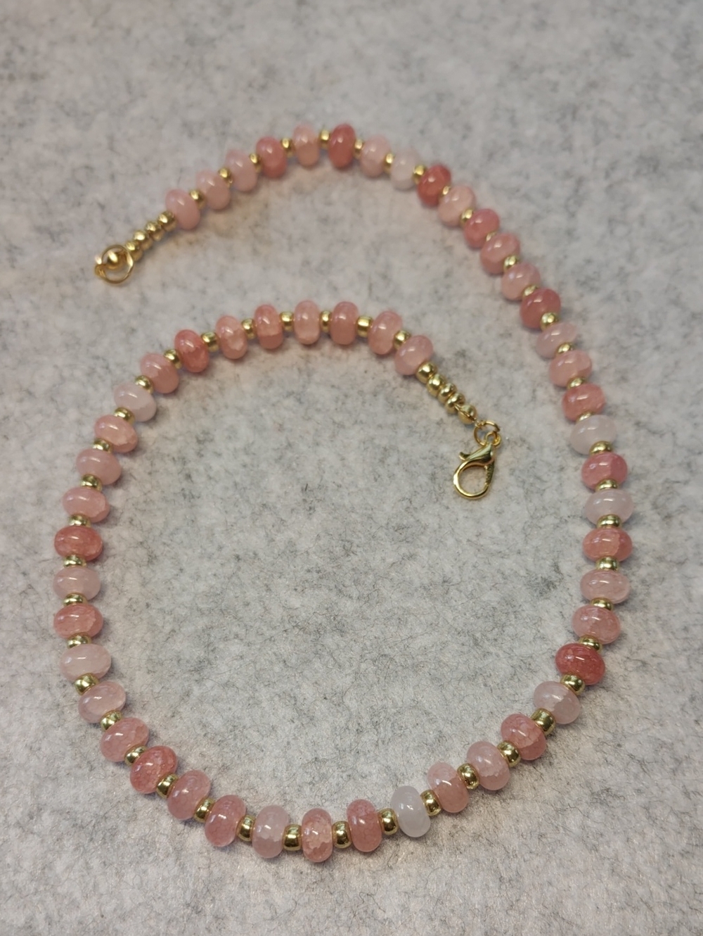 Pink Beaded Gold Accent Necklace